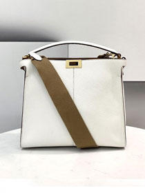 Fendi original grained calfskin medium peekaboo Iseeu tote 7VA527 white