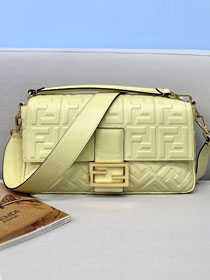 Fendi original lambskin large baguette bag 8BR795 yellow