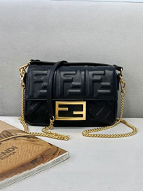 Fendi original lambskin mini baguette bag 8BS017 black