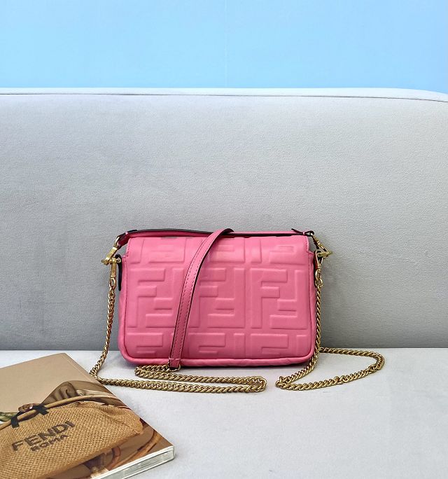 Fendi original lambskin mini baguette bag 8BS017 pink