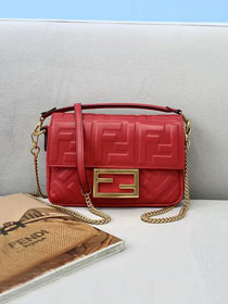 Fendi original lambskin mini baguette bag 8BS017 red