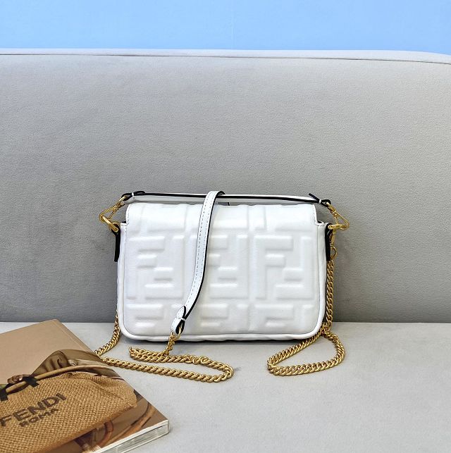 Fendi original lambskin mini baguette bag 8BS017 white