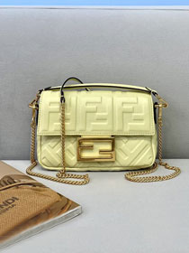 Fendi original lambskin mini baguette bag 8BS017 yellow