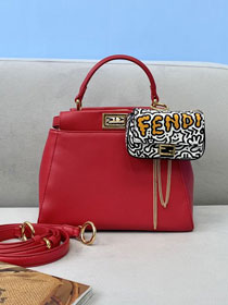 Fendi original lambskin small peekaboo bag 8BN244 red