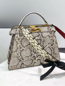 Fendi original python leather medium peekaboo ISeeU bag 8BN321 grey