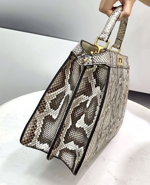 Fendi original python leather medium peekaboo ISeeU bag 8BN321 grey