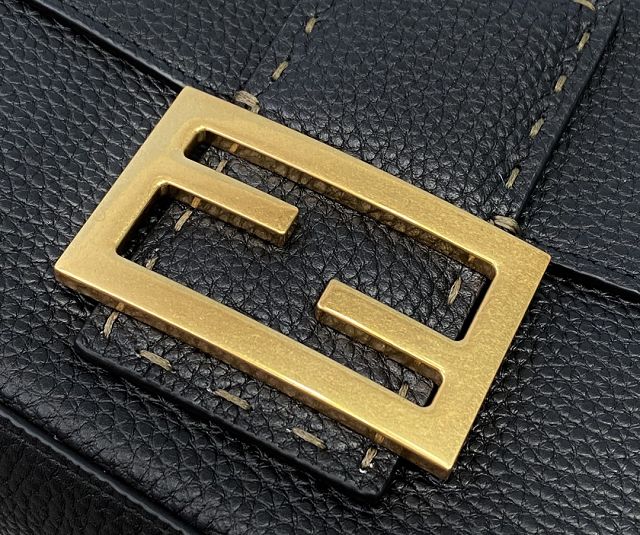 Fendi original grained calfskin large baguette bag 8BR795 black