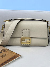 Fendi original grained calfskin large baguette bag 8BR795 white