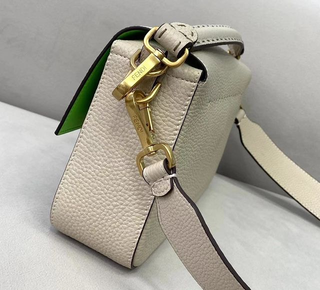 Fendi original grained calfskin medium baguette bag 8BR600 white