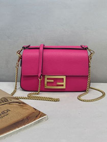 Fendi original grained calfskin mini baguette bag 8BS017 rose red