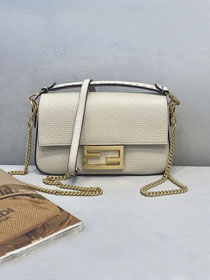 Fendi original grained calfskin mini baguette bag 8BS017 white