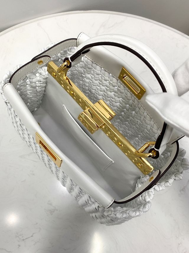 Fendi original lambskin small peekaboo bag 8BN244 white