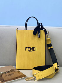 Fendi original suede small shopping bag 8BS030 yellow