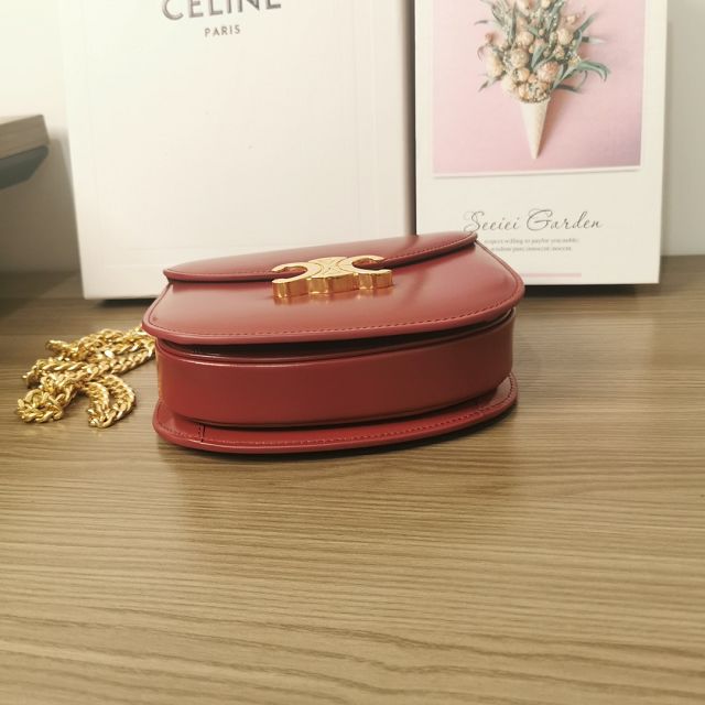 Celine original calfskin teen besace triomphe chain bag 110412 carmin