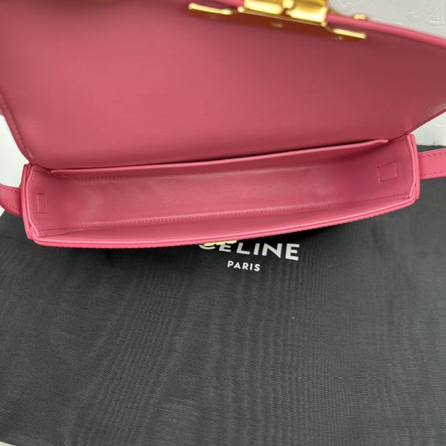 Celine original calfskin triomphe shoulder bag 194143 pink