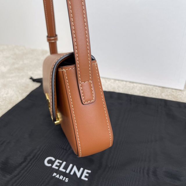 Celine original calfskin triomphe shoulder bag 194143 tan