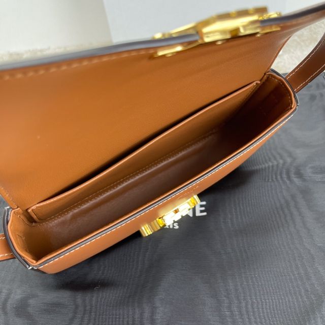 Celine original calfskin triomphe shoulder bag 194143 tan