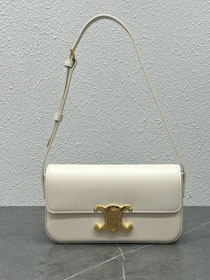 Celine original calfskin triomphe shoulder bag 194143 white