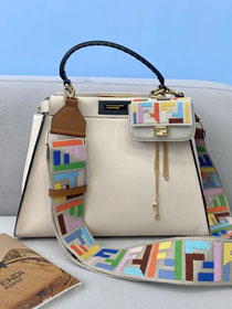 Fendi original calfskin medium peekaboo bag 8BN240 white