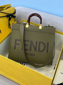 Fendi original calfskin medium sunshine shopper bag 8BH386 green