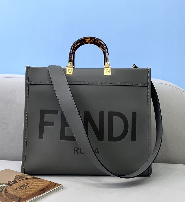 Fendi original calfskin medium sunshine shopper bag 8BH386 grey