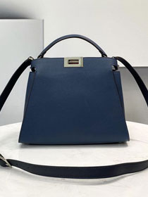 Fendi original calfskin small peekaboo bag 8BN255 navy blue