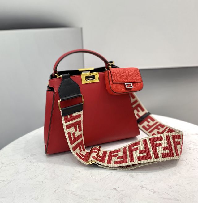 Fendi original calfskin small peekaboo bag 8BN255 red