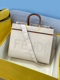 Fendi original canvas medium sunshine shopper bag 8BH386 white