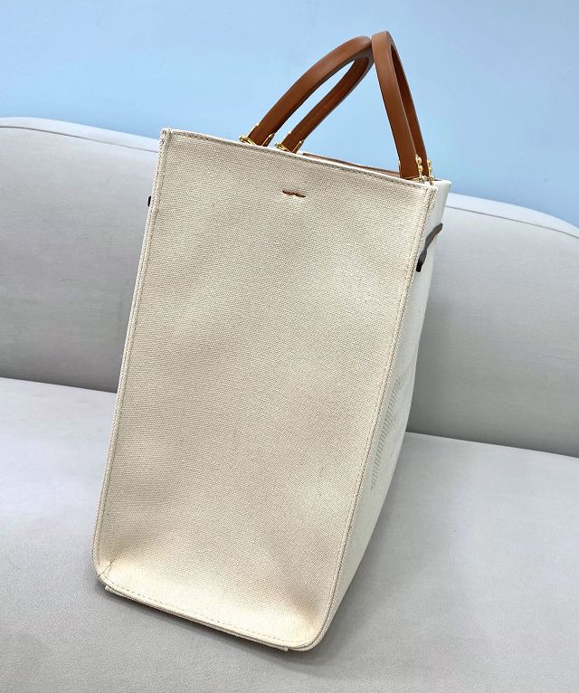 Fendi original canvas medium sunshine shopper bag 8BH386 white