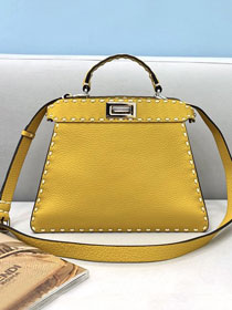 Fendi original grained calfskin small peekaboo ISeeU bag 8BN327 yellow