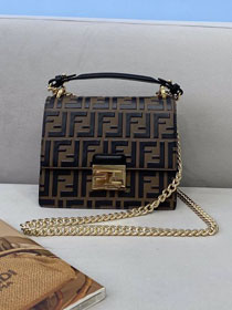 Fendi original calfskin kan U small flap bag 8M0417 brown