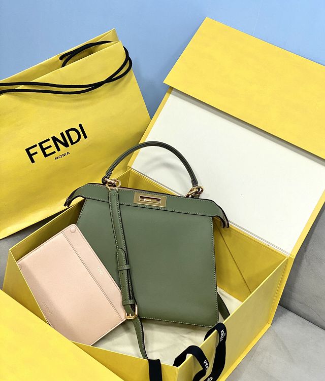 Fendi original calfskin medium peekaboo ISeeU bag 8BN321 green