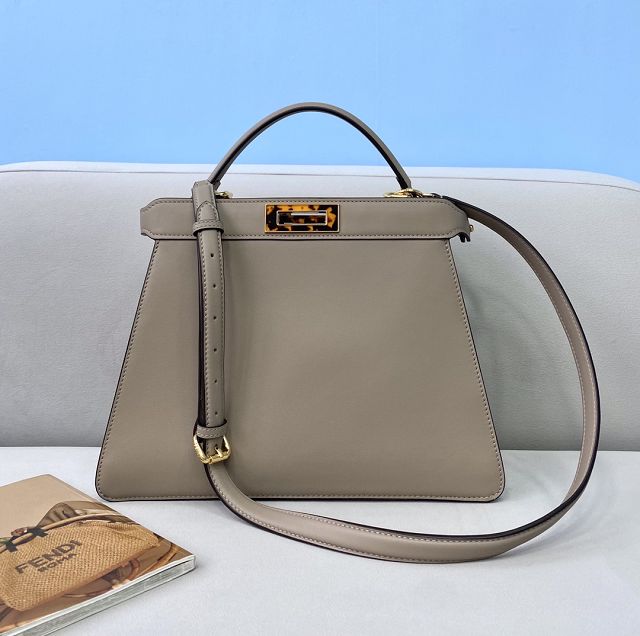 Fendi original calfskin medium peekaboo ISeeU bag 8BN321 grey