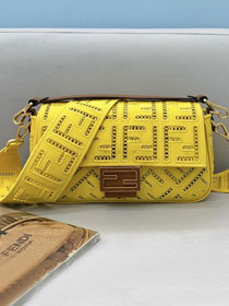 Fendi original canvas medium baguette bag 8BR600 yellow