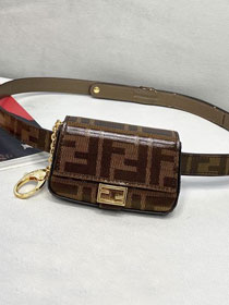 Fendi original canvas nano baguette charm 7AR844 brown