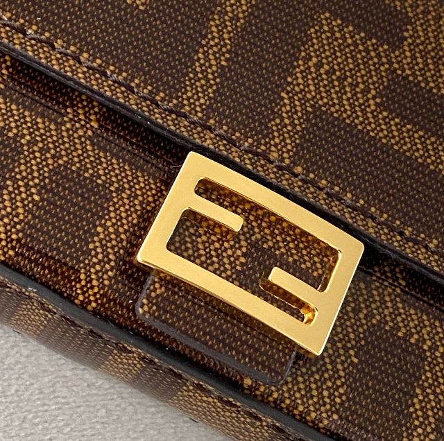 Fendi original canvas nano baguette charm 7AR844 brown