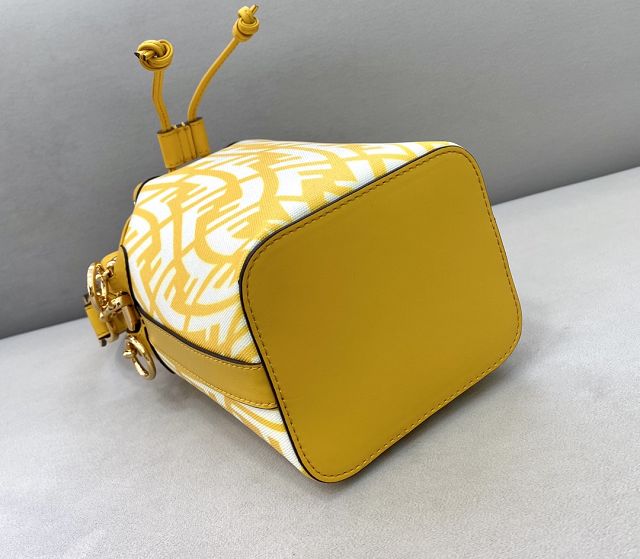 Fendi original canvas small mon tresor bucket bag 8BS010 yellow