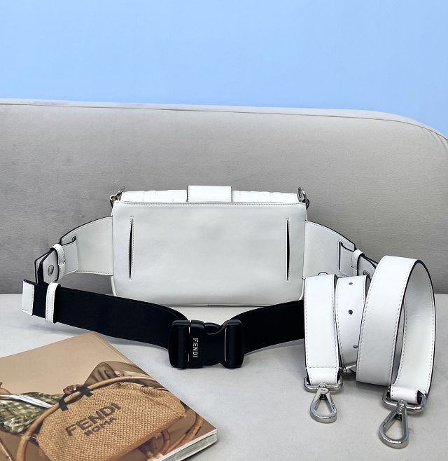 Fendi original lambskin baguette belt bag 7VA472 white