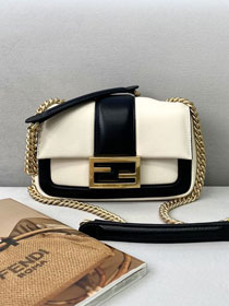 Fendi original lambskin mini baguette chain bag 8BS045 white