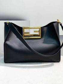 Fendi original calfskin large way handbag 8BH391 black