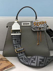 Fendi original grained calfskin medium peekaboo ISeeU bag 8BN321 grey