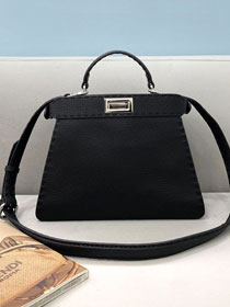 Fendi original grained calfskin small peekaboo ISeeU bag 8BN327 black