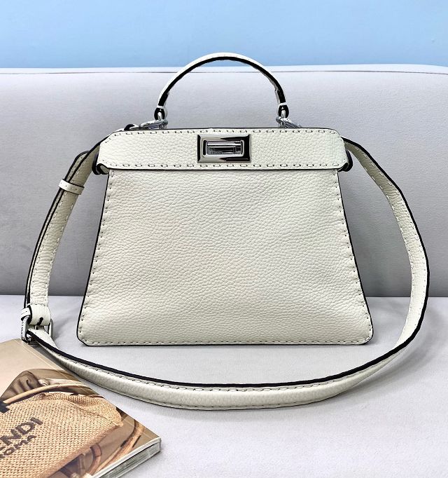 Fendi original grained calfskin small peekaboo ISeeU bag 8BN327 white