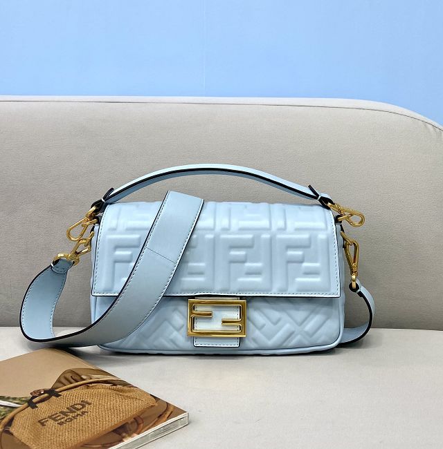 Fendi original lambskin medium baguette bag 8BR600 light blue