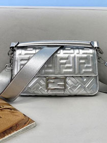 Fendi original lambskin medium baguette bag 8BR600 silver