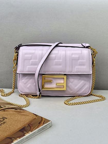 Fendi original lambskin mini baguette bag 8BS017 light purple