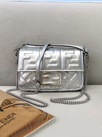 Fendi original lambskin mini baguette bag 8BS017 silver