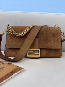 Fendi original suede large baguette bag 8BR795 brown