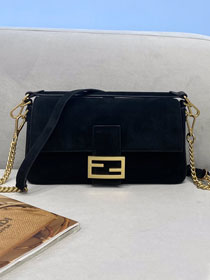 Fendi original suede medium baguette bag 8BR600 black