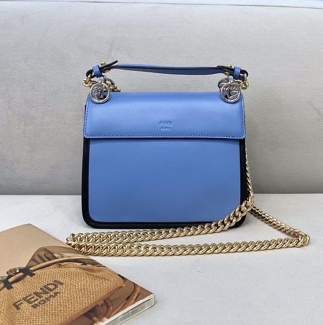 Fendi original calfskin kan I F small flap bag 8BT286 blue